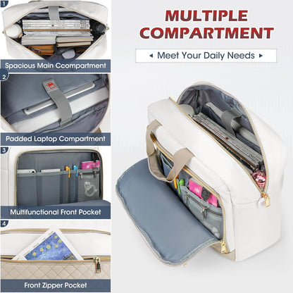 NEWHEY Laptop Bag 17.3 Inch Laptop Briefcase for Women Men Waterproof Shoulder Messenger Bag Large Computer Bag for Business Office Work College, Khaki&Beige