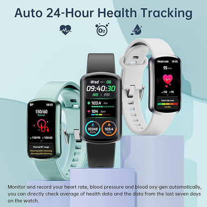 Health Fitness Tracker with 24/7 Heart Rate, Smart Watch with Blood Pressure and Blood Oxygen Monitor, Bulit-in 120+ Sport Mode, Sleep Tracking Waterproof Activity Tracker for Women Men (Green)