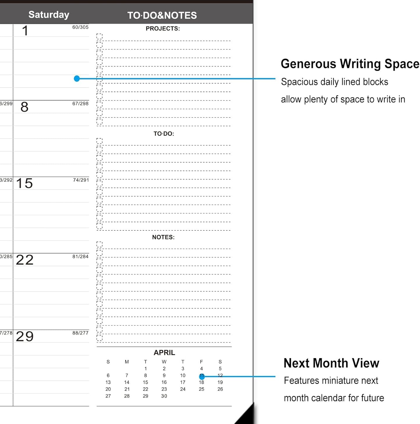 TOWWI 2025-2026 Desk Calendar, 17"x12" Desktop Monthly Calenda for Home, Office, Family with To-do List, Ruled Blocks, Corner Protectors
