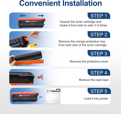 212A Toner Cartridges 4 Pack (with Upgraded Chip) Remanufactured Replacement for 212A 212X for Color Enterprise M554 M555 Color Enterprise MFP M578 Series Printer (Black Cyan Yellow Magenta)