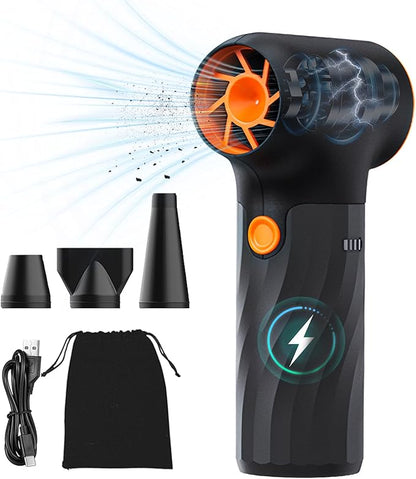 Electric Air Duster, 130,000 RPM High-Speed Compressed Air Duster, Rechargeable Portable Cordless Air Blower 3 Gear Mini Turbo Fan Jet Dry Blower with Non-Slip Handle for PC Car Electronics Cleaning