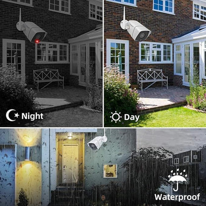 Wireless Security Camera System, 1080P firstrend 8CH with 4 pcs 2MP Cameras Full HD 1TB HDD 24/7 Recording Surveillance Night Vision Motion Alert APP CCTV Surveillance H.265 with AI Human Detection