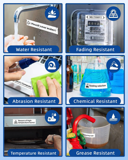 Label KINGDOM 18mm 0.7 Inch Laminated White Tape Replace for Brother Label Maker Tape TZe-241 Compatible with P Touch TZ TZe 3/4" Black on White TZE241 for PTD410 PT-D400 PT-D610BT PTD600, 3-Pack