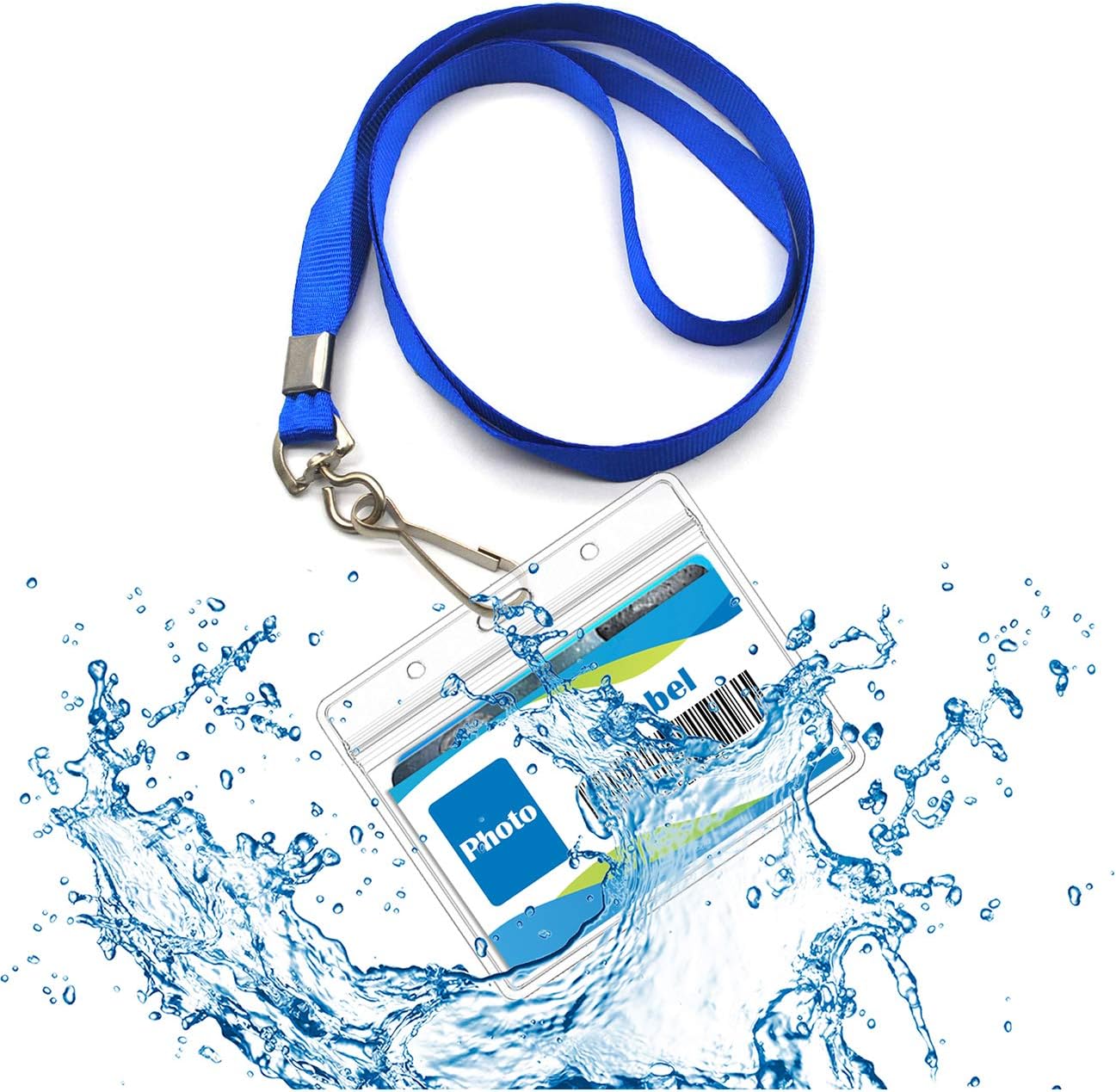 Beebel ID Badge Holder Lanyards with Waterproof Badge Card Bulk Lanyard for Name Tags Holders(Blue)
