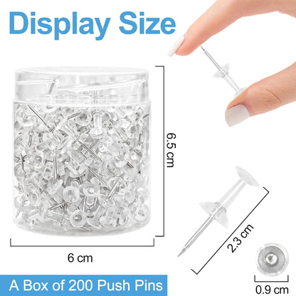 2400 Pcs Clear Push Pins Standard Thumb Tacks with Steel Point and Plastic Head PushPins thumbtacks for Wall, Cork Board, and Bulletin Board