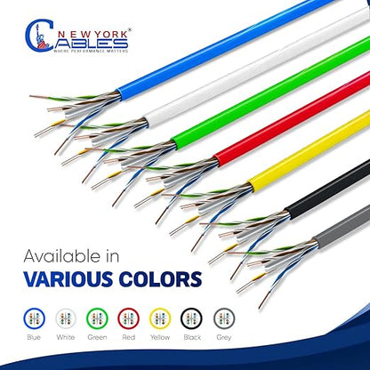 NewYork Cables CAT6 Plenum Cable 1000ft | 100% Solid Bare Copper, UTP, 550MHz, 23AWG, 4Pair 10GB Ethernet Cable, Certified CMP-Rated Bulk Cat 6 Cable for Networking & Gaming (1000ft, Pure Copper,Red)