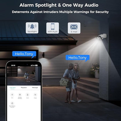 Hiseeu 4K Wired Security Camera System Outdoor with Audio,Smart Dual Light,AI Human/Vehicle Detection,3TB HDD,4K Surveillance DVR Kit 8CH,4X8MP Home CCTV Cameras,Smart Playback,100ft Night Vision