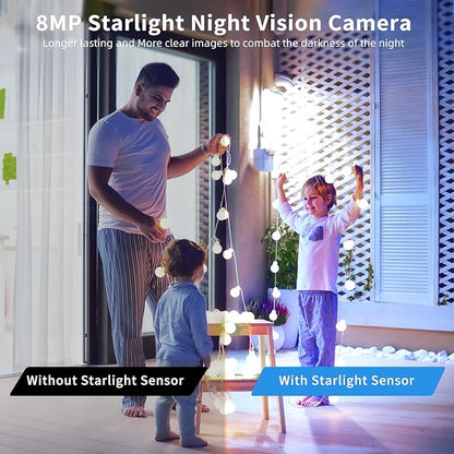 8MP IP Camera, DMSS/SmartPSS Lite, 4K PoE Turret Outdoor Starlight Camera with Mic Audio, Human/Vehicle Detection, IVS, Intrusion Tripwire Alarm, 2.8mm 125°Wide Angle, Metal IP67, H265+, 256GB