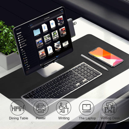 BLESWIN Desk Pad Protector, Leather & Suede Desk Mat, Non-Slip Desk Pad Mat, Large Mouse Pad, Waterproof Desk Blotter Mat, Desk Cover for Office, Home (Black, 23.6" x 13.7")