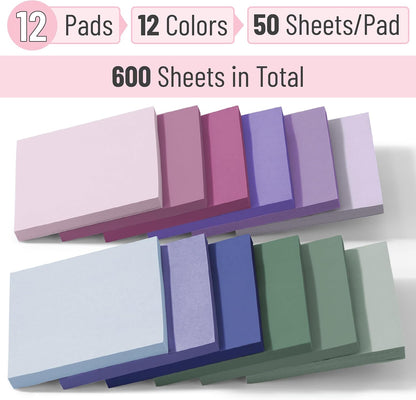 Mr. Pen- Colorful Sticky Notes, 3”x3”, 12 Pads, Mute Colors Sticky Notes Bulk, Sticky Note, Self-Stick Note Pads, Back to School Supplies