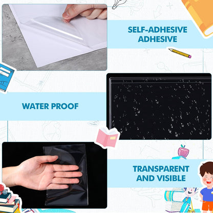 Outus Self Adhesive Shop Ticket Holders Clear Plastic Sleeves Adhesive Pockets Work Order Job Ticket Holders for Home Office Posting Signs(6 x 4 Inch,30 Pcs)