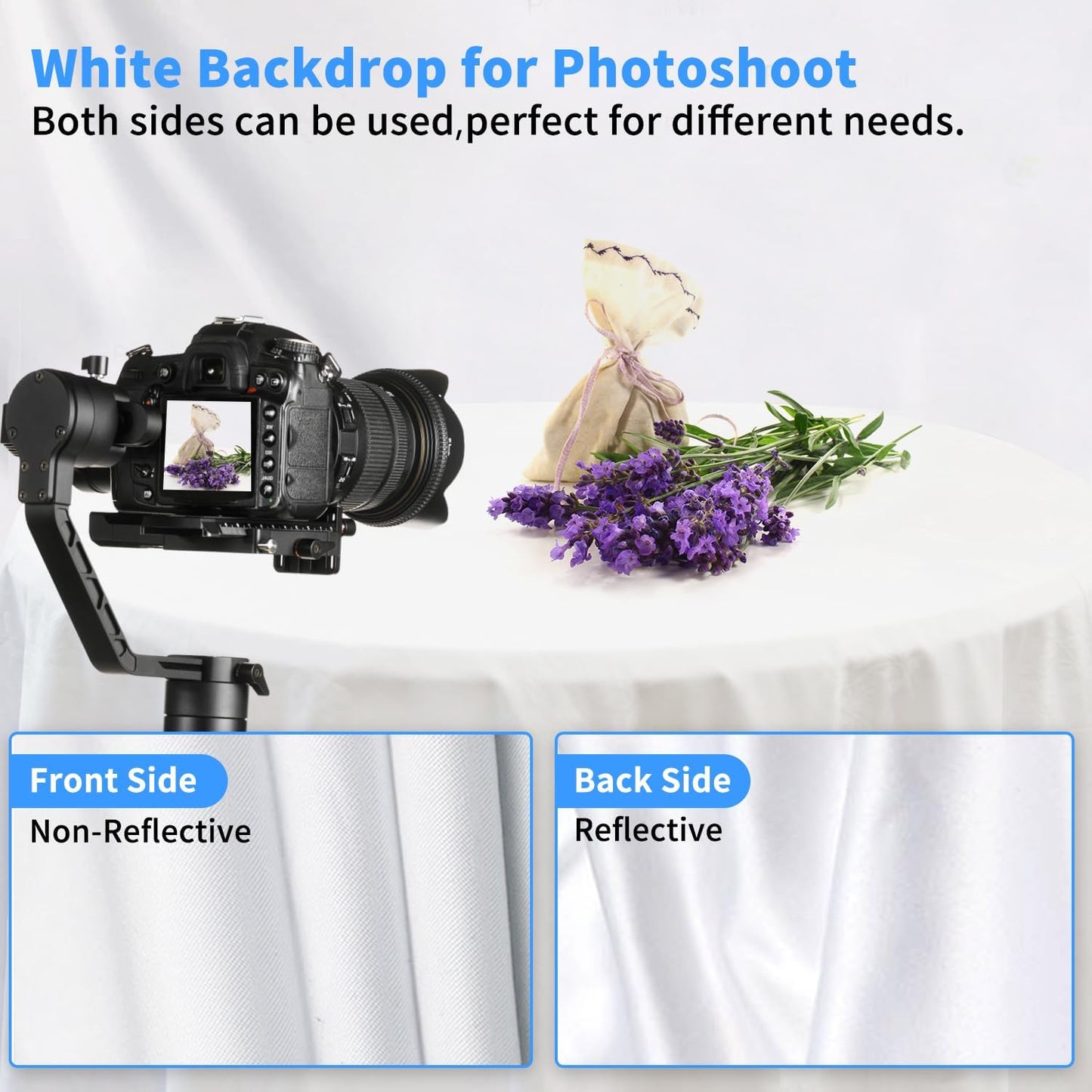 HEMMOTOP White Photo Backdrop Background, 10x20 ft White Screen for Photography, Seamless Photography Backdrops Backgrounds for Photo Video Recording (Backdrop only)