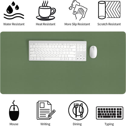 Bloss Green Desk Mat, Desk Matt for Desktop, Large Leather Desk Pad, Desk Pad Mat Waterproof, Computer Mat for Office/Home/Decor/Desk Protector(31.5 x 15.7 Inches)