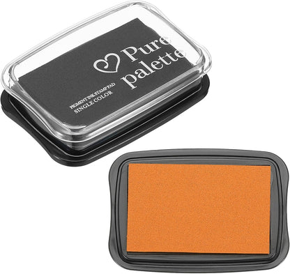 PATIKIL 3"x2" Large Stamp Pad, 2Pcs Washable Craft Ink Pad for Rubber Stamp Card Making Stamping Scrapbook Fingerprint Handprint, Orange/Black