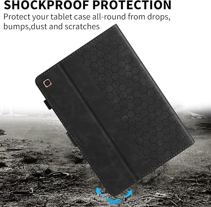 Case for Samsung Galaxy Tab A 10.1 2019 Model SM-T510/T515, Multi-Angle Viewing Smart Stand with Pocket PU Leather Tablet Cases Flip Folio Cover Black