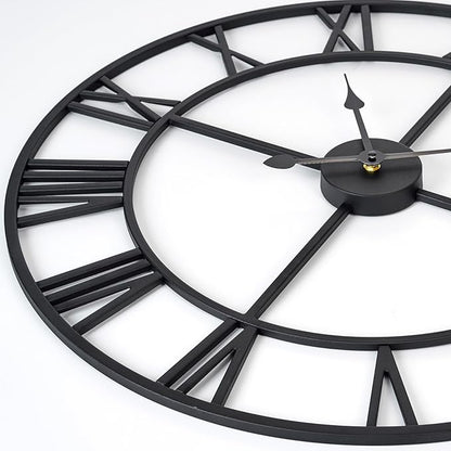 Large Wall Clock for Living Room Decor – 32 Inch Silent Non-Ticking Modern Farmhouse Wall Clock, Oversized Decorative Metal Roman Numeral Clock