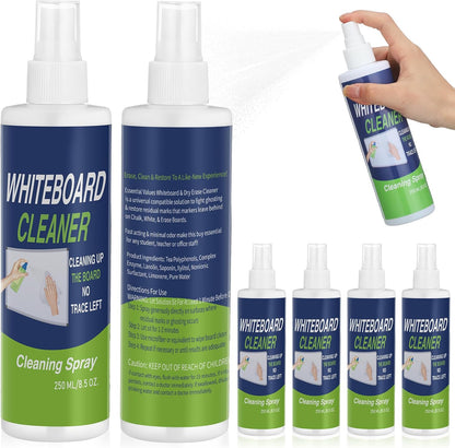 6 Pack Whiteboard Cleaner Spray Bottle 8.5oz Dry Erase Board Surface Cleaner White Board Cleaning Spray Removes Stubborn Marks from Chalkboard