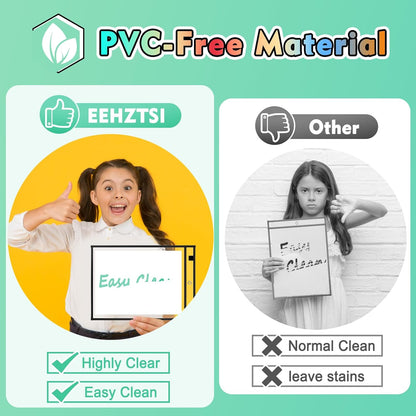 50 Packs Dry Erase Pocket Sleeves with 2-Ring, Reusable Clear Plastic Classroom Sleeves, 10x14 Inch Ticket Holders, Plastic Sleeves for School/Office Organization