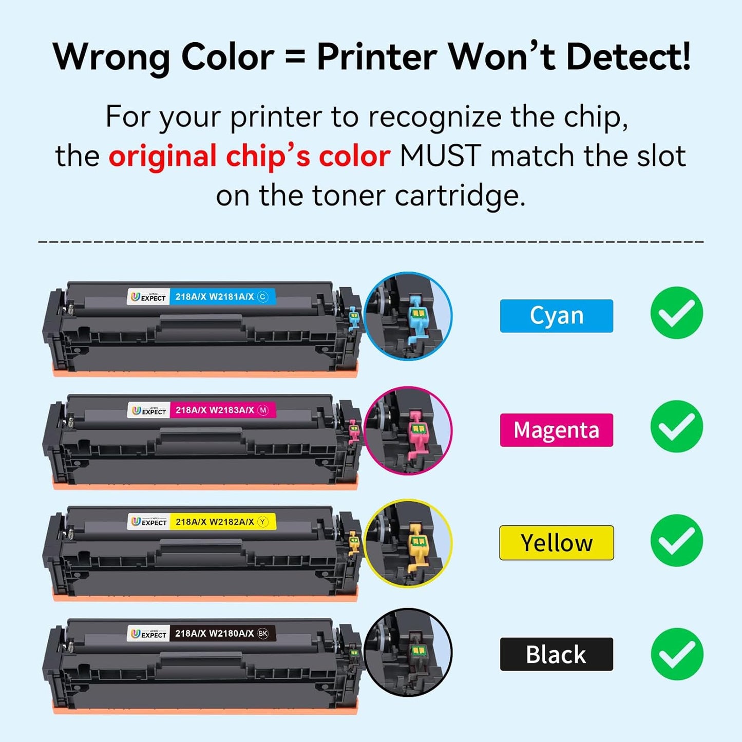 218A Toner Cartridges 4 Pack Compatible Replacement for HP 218A 218X Toner Cartridges for Color Laserjet Pro MFP 3301fdw 3301cdw 3201dw 3301sdw Printer W2180A W2180X High Yield (No Chip)(BCMY,4 Pack)