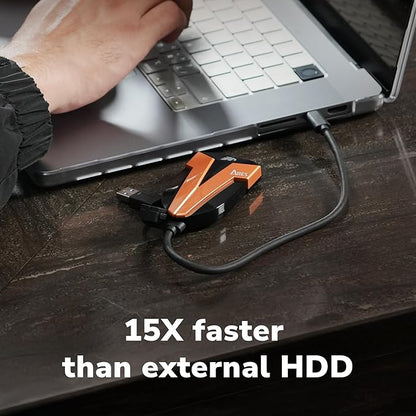 DATO External SSD 500GB, External Solid State Drive Portable SSD External USB 3.2 Gen 2x2 Type-C OTG Supported Compatible with PS5 and Xbox, up to 1600/1500 MB/s IP67 Waterproof - ARES Amber Shield