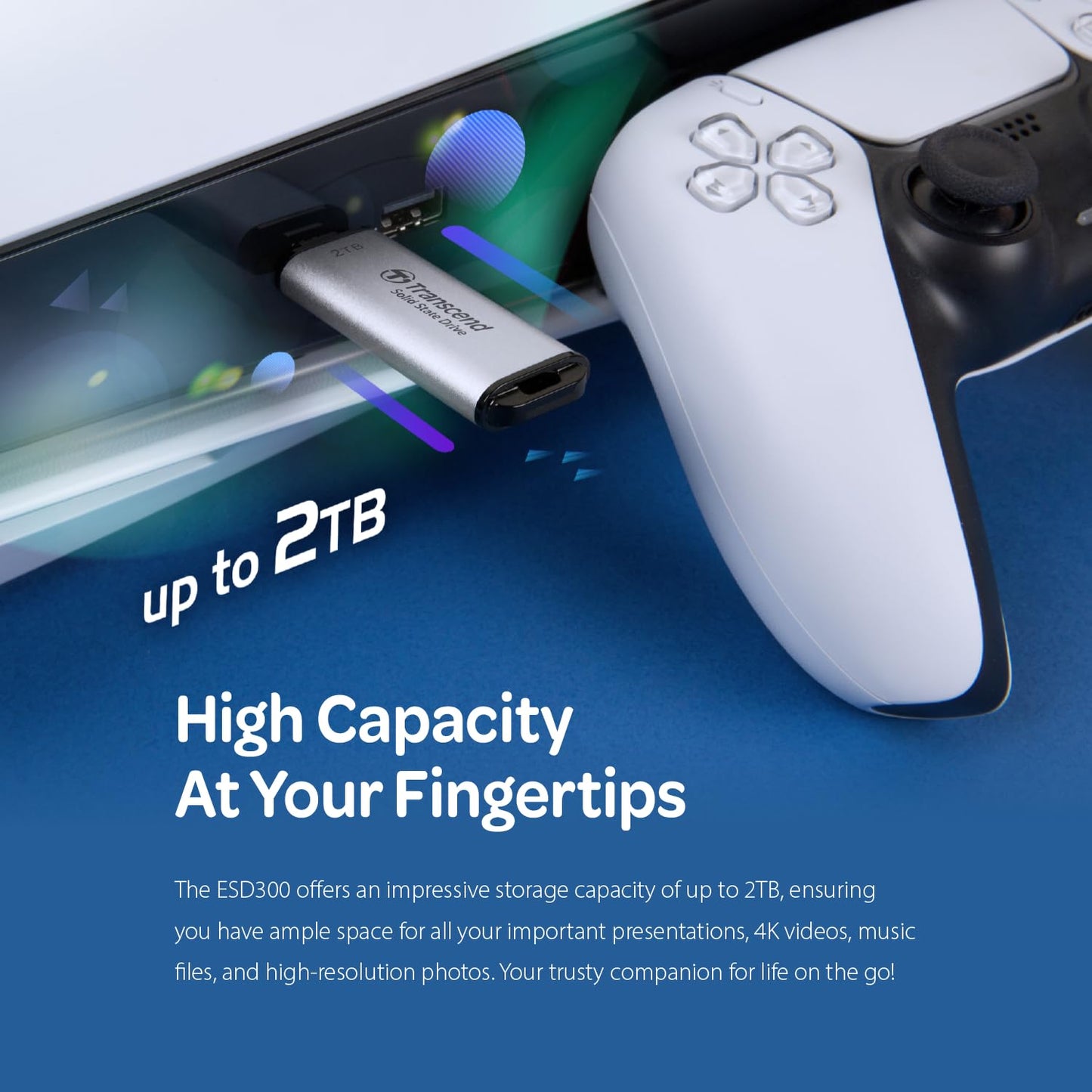 Transcend 512GB External SSD, USB 3.2 Gen2, Up to 1,050MB/s, Portable SSD with Type C, for Steam Deck, ROG Ally, MSI Claw, Windows & Mac, iPhone, iPad, Android, PS5, Xbox, Smart TV, Silver