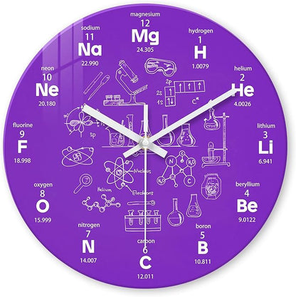 XNM Purple Glass Wall Clock Battery Operated 12 Inch Silent Non Ticking Wall Clock Round Analog Wall Clocks for Study Room