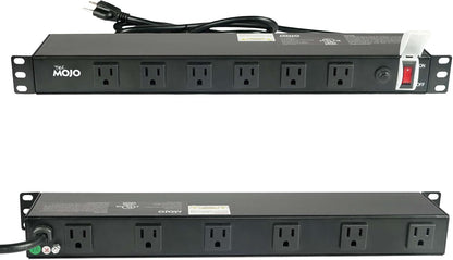 Tecmojo 1U Rackmount Network-Grade PDU Power Strip, 12 Wide-Spaced Right Angle Outlets, Circuit Breaker 12A (UL Certified 12A) 6ft Cord w/ 5-15P Plug, Black