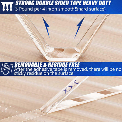 Nano Tape Adhesive Reusable,Double Sided Mounting Tape Heavy Duty Removable,Picture Hanging Strips Poster Putty,Clear Thick Gel Sticky Tack Wall Glue for Hangers,Photo(9.85 FT-5 Pack)
