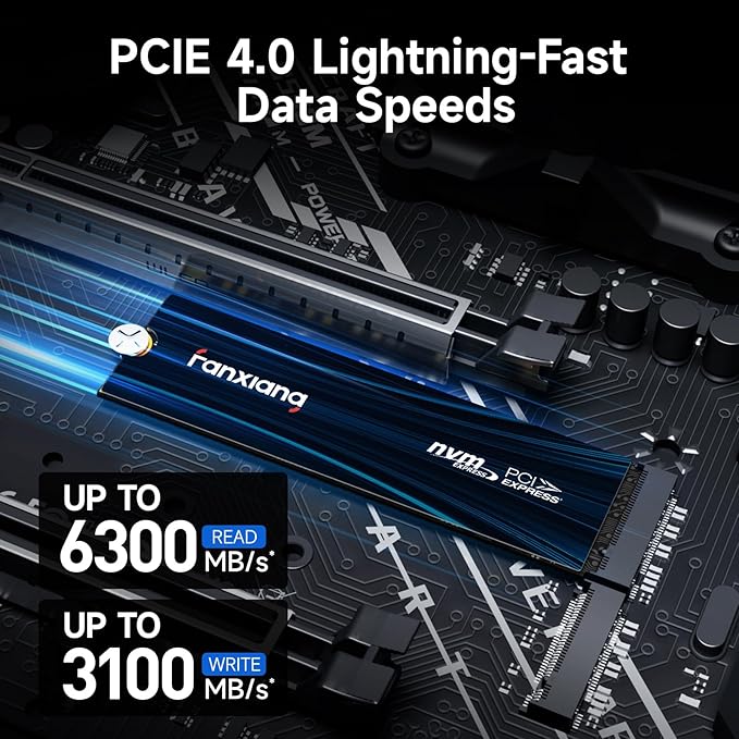 fanxiang 500GB NVMe SSD PCIe Gen 4 Gaming SSD for PS5, Up to 6300MB/s M.2 2280 SSD Compatible with PS5 Storage Expansion, Internal Solid State Drive for Gamers, Professionals, Creators S880E