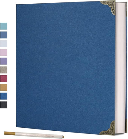 Vienrose Photo Album Self Adhesive 40 Pages Hardcover with DIY Scrapbooking Kit 3 Rings Paper Scrapbook for Lover Friends Kids Wedding Blue