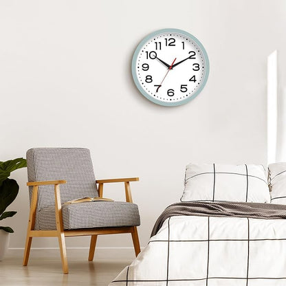 Wall Clock Silent Non-Ticking Modern Clock Battery Operated 12 Inch Small Classic Analog Decorative for Kitchen, Bathroom, Office, Bedroom, Home(Blue Gray)