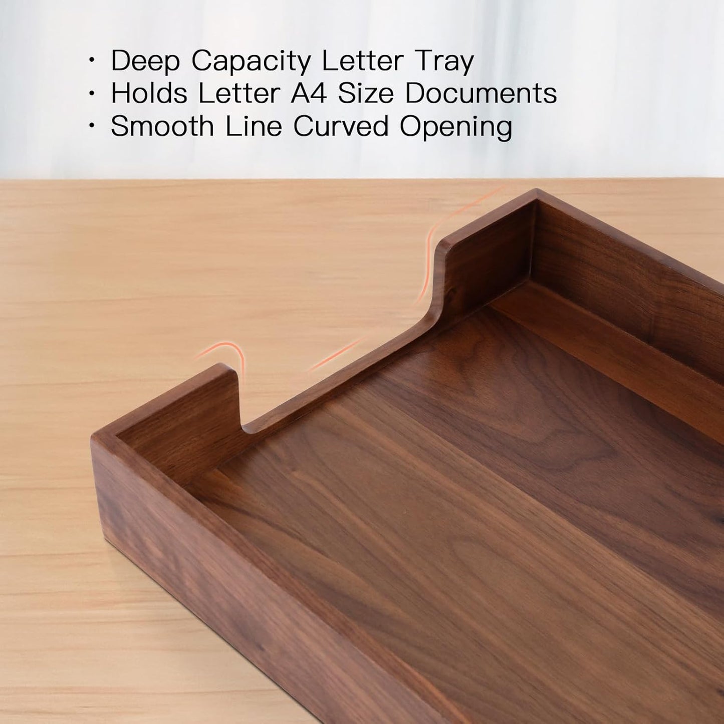 Bamber Wood Letter Tray Wooden Desk Organizer Paper Document File Tray for Office Supplies Collection Folders Notebooks, Black Walnut