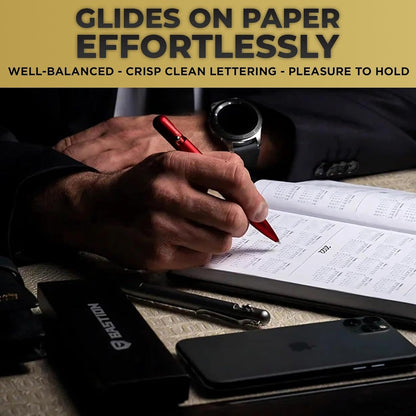 BASTION® Luxury Slim Bolt Action Pen, Lightweight Aluminum EDC Pen with Fine Tip, Professional Ballpoint Pen for School and Work - Red