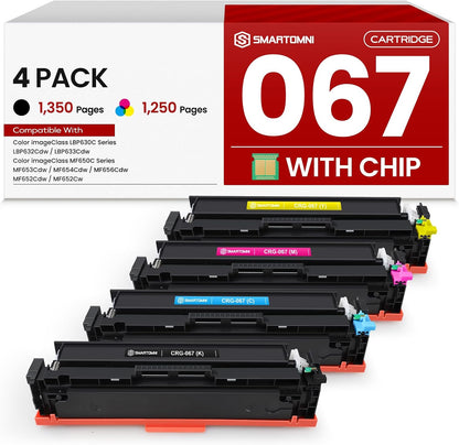067 Toner Cartridge Set Replacement for Canon 067 067H Toner Cartridge Compatible With Canon Color ImageCLASS MF653Cdw MF656Cdw LBP632Cdw MF654Cdw LBP633Cdw MF650C LBP630C Series Printers 4-Pack Color