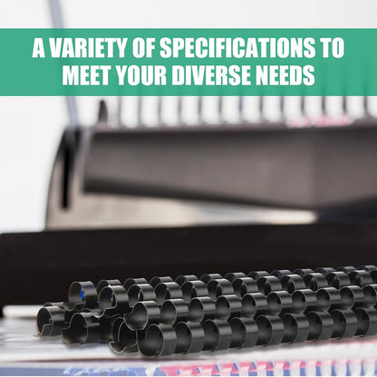 Maitys 300 Pcs Plastic Binding Combs Bulk 19 Ring Comb Spines Letter Size Spiral Binding for Notebook Calendar Picture(1/2 Inch,Black)