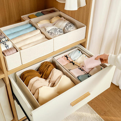 6 Pack Drawer Organizers for Clothing,Fabric Foldable Closet Organizers and Storage Dresser Drawer Dividers Storage Basket Bins for Clothes,Socks,Scarves,Ties,Underwear,Towels