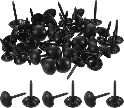 uxcell 50 Pcs Upholstery Tacks, 7 x 13mm Round Head Upholstery Nails Pins Vintage Decorative Furniture Tacks for Chairs Sofas Beds DIY Project, Black