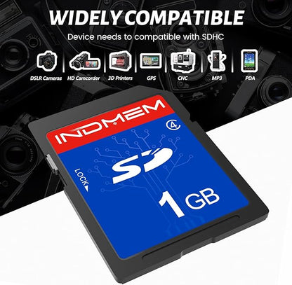 INDMEM SD Card 1GB, 10 Packs Class 4 1GB Flash Memory Card MLC Standard Secure Digital Cards Camera Card
