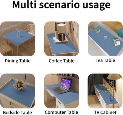 Leather Table Cover,1.8mm Thick,30x48 Inch Desk Cover,Large Desk Mat,Table Protector,Table Cover Protector,Table Top Protectors for Wood,Desk Writing Mat(Grayish Blue+Dark Green,30x48)