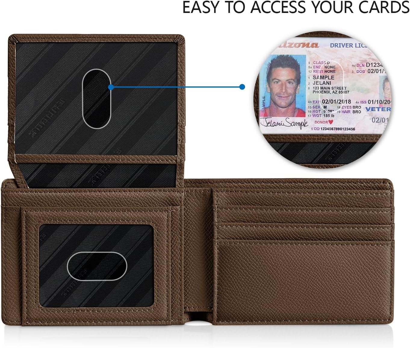 RUNBOX Wallet for Men Slim Rfid Leather 2 ID Window With Gift Box