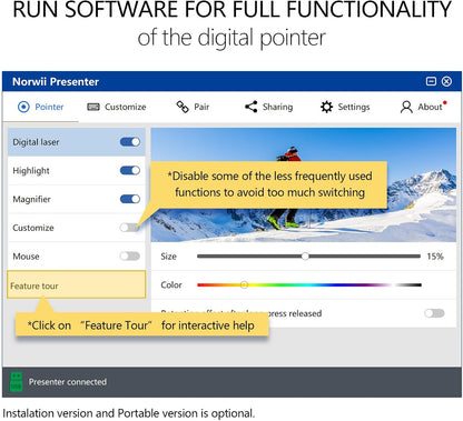 Norwii N97s TV Screen Presentation Clicker for powerpoint presentations, powerpoint clicker, Presentation Remote, Bluetooth Wireless Presenter, Digital Pointer for TV Screen Under Win/Mac