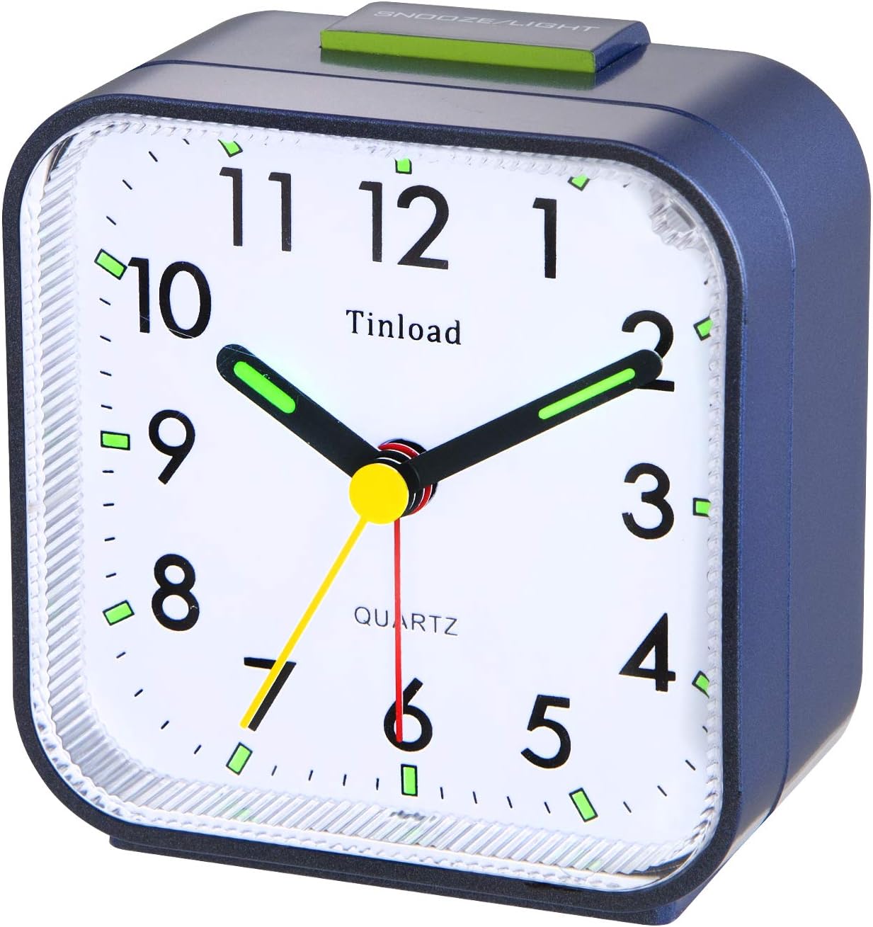 Small Battery Operated Analog Alarm Clock Silent Non Ticking, Ascending Beep Sounds, Snooze,Light Functions (Blue)