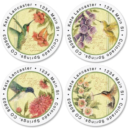 Colorful Images Hummingbirds Return Address Mailing Labels, Personalize with Name & Addresses, Set of 144 Self Adhesive, Easy Peel Flat Label Sheets, 1-½" Across, 4 Designs