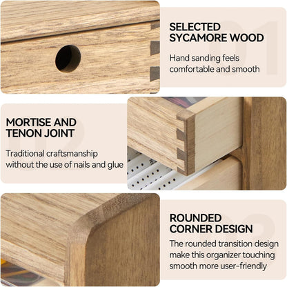 KIRIGEN Desk Organizer with 3 Drawers - Wood Drawer Storage Box with Trays for Tabletop - Workspace Office Toiletries Supplies Tool Caddy - Wooden Storage Cabinet1 Layer Dark Brown（DT1D3C-DBR）