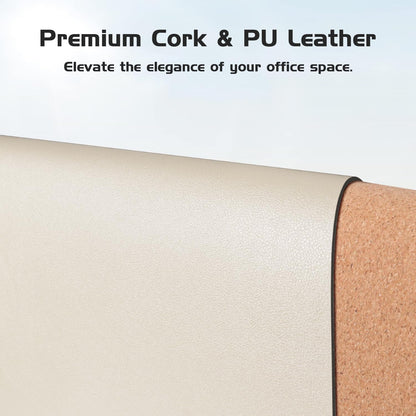 Aothia Dual-Sided Desk Mat - Natural Cork & Leather Desk Protector, Large Mouse Pad & Writing Pad for Office/Home, Beige (37.8"x17")