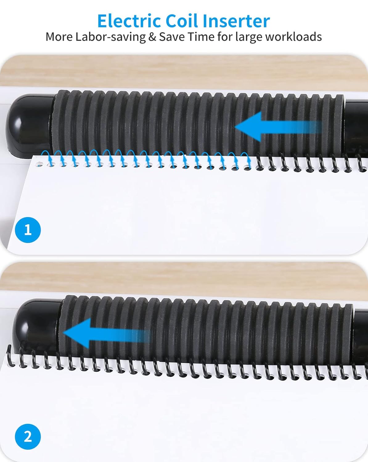 MAKEASY Spiral Coil Binding Machine with 46 Fully Disengaging Pins - Electric Coil Inserter - Adjustable Side Margin, Comes with Free 1 Box Coil Spines & Plier, 20 Sheet Punch Capacity