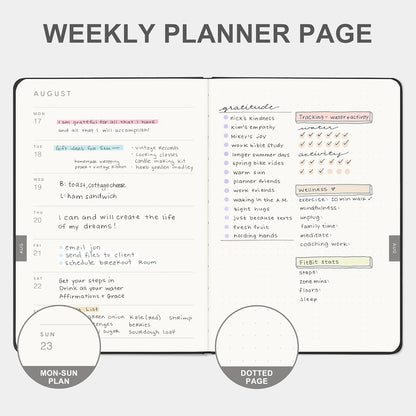 And Per Se 2026 Planner-Daily, Weekly & 15-Monthly Leather Hardcover Planner, 5.7" x 8", Daily Schedule, Monthly Tabs, 100 GSM Thick Paper, Back Pocket(Black)