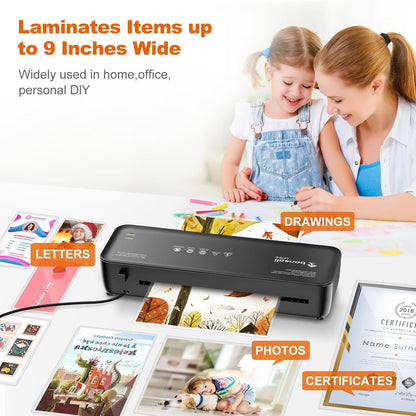 Bonsaii Laminator, 9 Inch Thermal Laminator Machine with Never Jam Technology for Doc/Posters/Photo, Personal Laminating Machine Simple Convenient for Home, Office and School Black