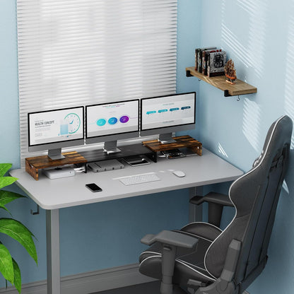 Triple Monitor Stand Riser, Extra Long Monitor Lift for 3 Monitors, Dual Monitor Stand with Length and Angle Adjustable
