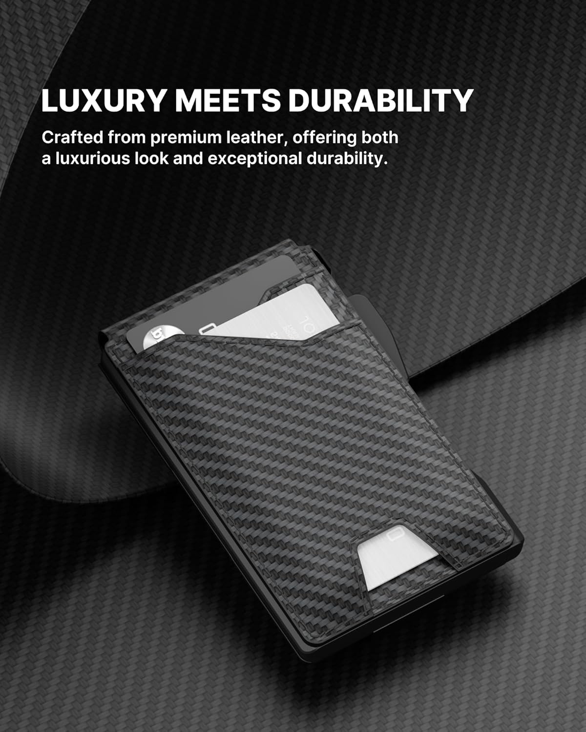 typecase Tactical Wallet for Men Card Holder: Pop Up Card Case, Genuine Leather, Smart, RFID Blocking, Slim, Minimalist, Thin, Front Pocket - 9-13 Card Capacitiy, ID Window, Money Clip (Orange)